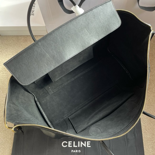 Celine LARGE SMILING NEW LUGGAGE IN SUPPLE SHINY LAMBSKIN 123683 black