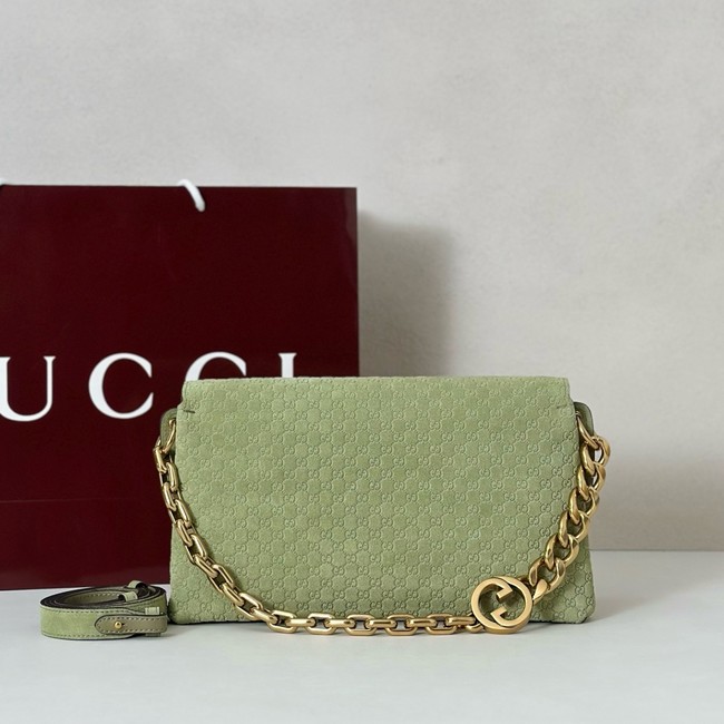 GUCCI Medium shoulder bag with chain Suede 857622 green
