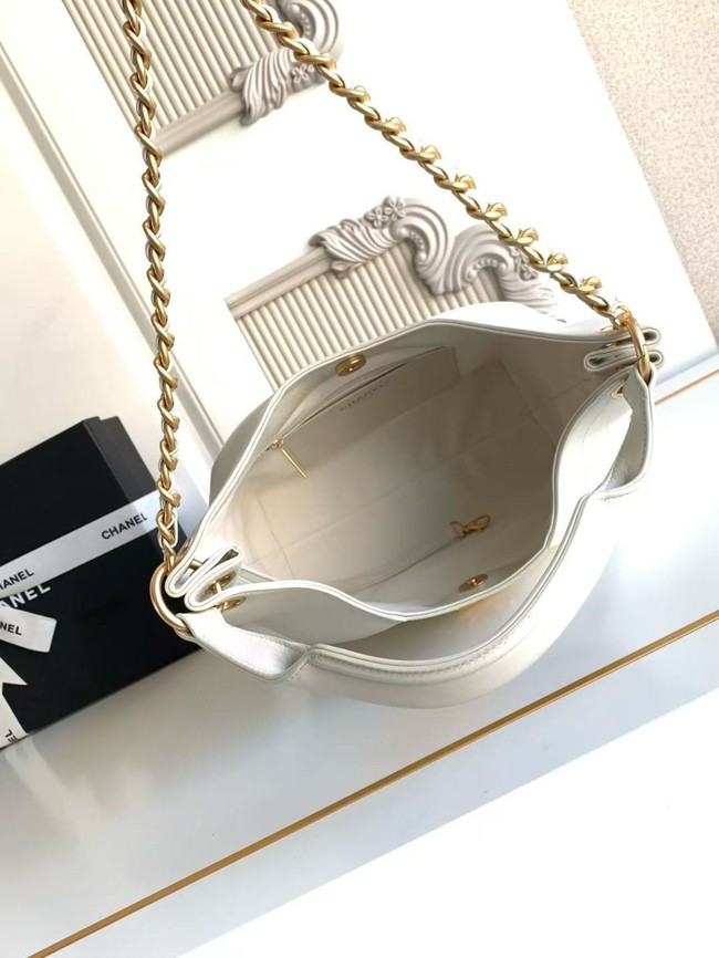 CHANEL Hobo Bag Calfskin AS5970 white