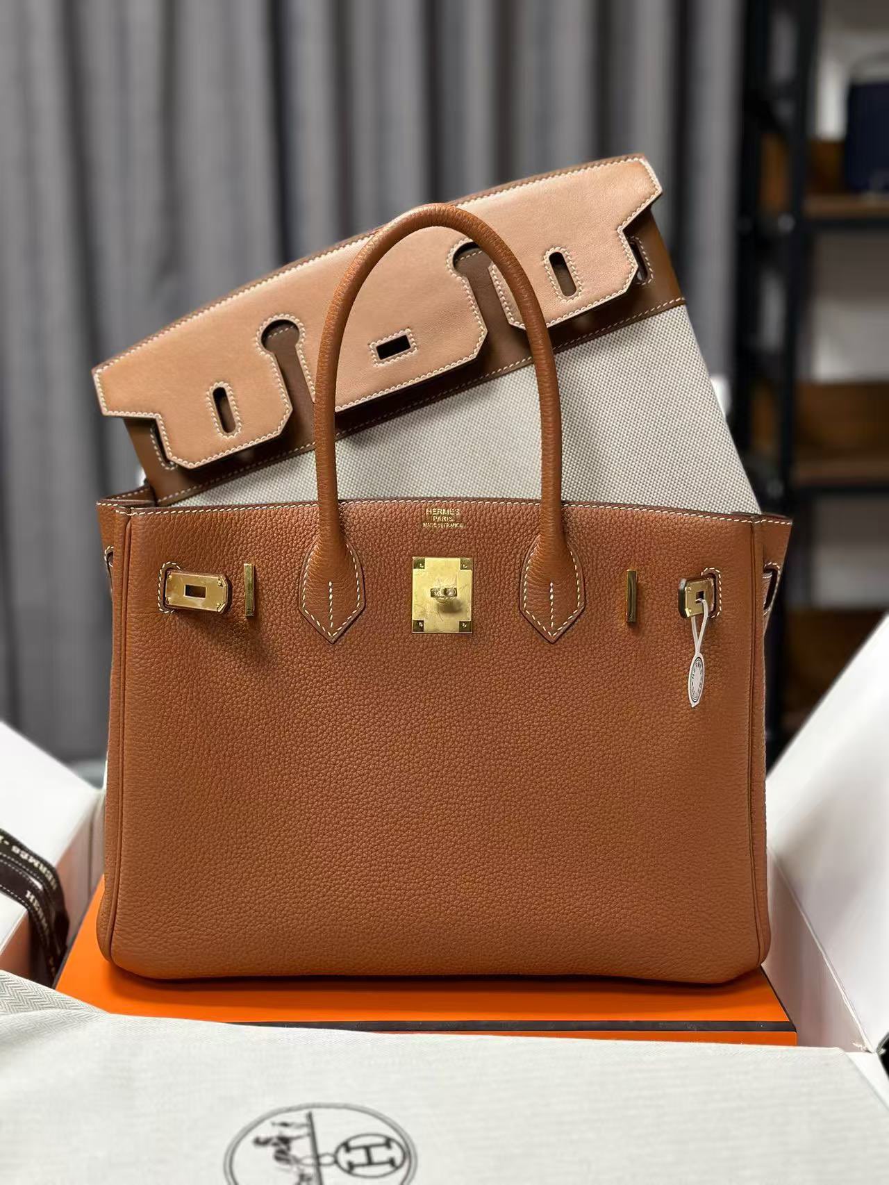 Hermes Original Togo Leather Dual Purpose HB8302 Brown