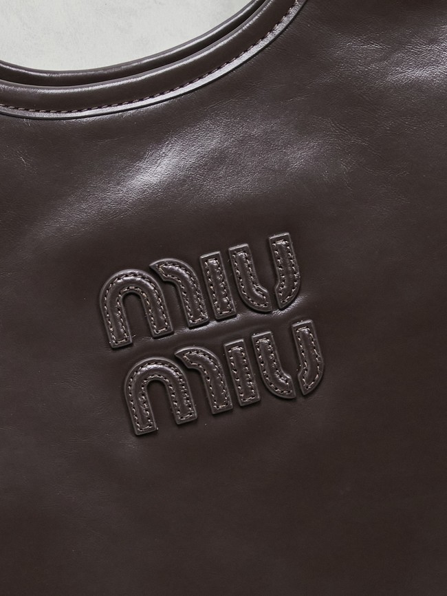 MIUMIU IVY leather handbag 5GB231 Dark brown