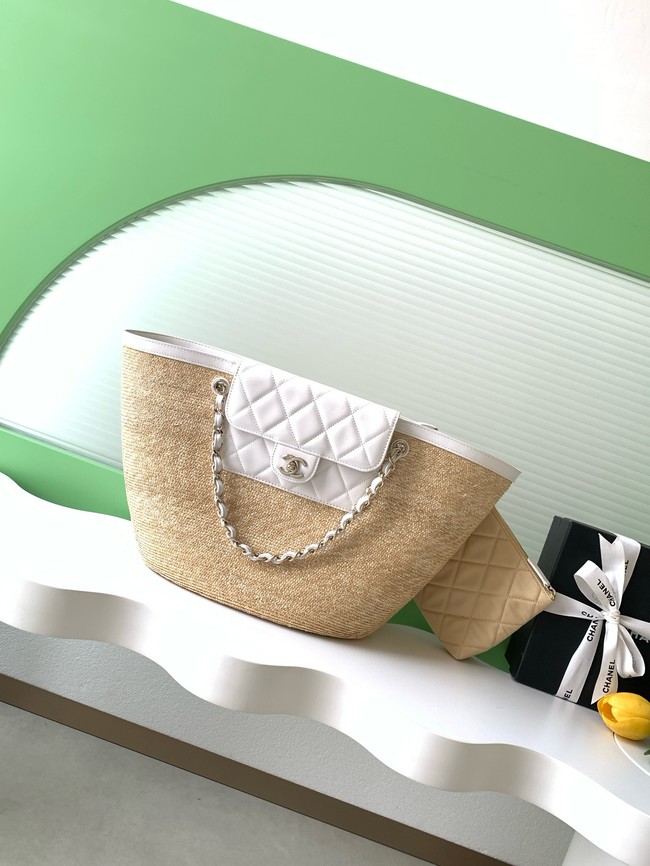CHANEL Large Tote AS5952 Beige & White