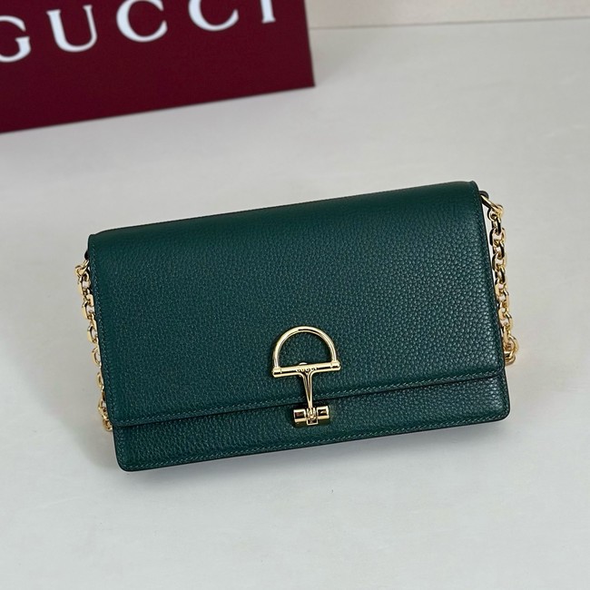Gucci Half Horsebit wallet on chain 855654 drak green