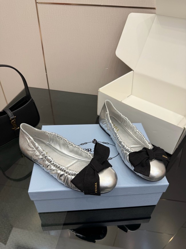 Prada Mordore nappa leather ballerinas with bow 55723-2