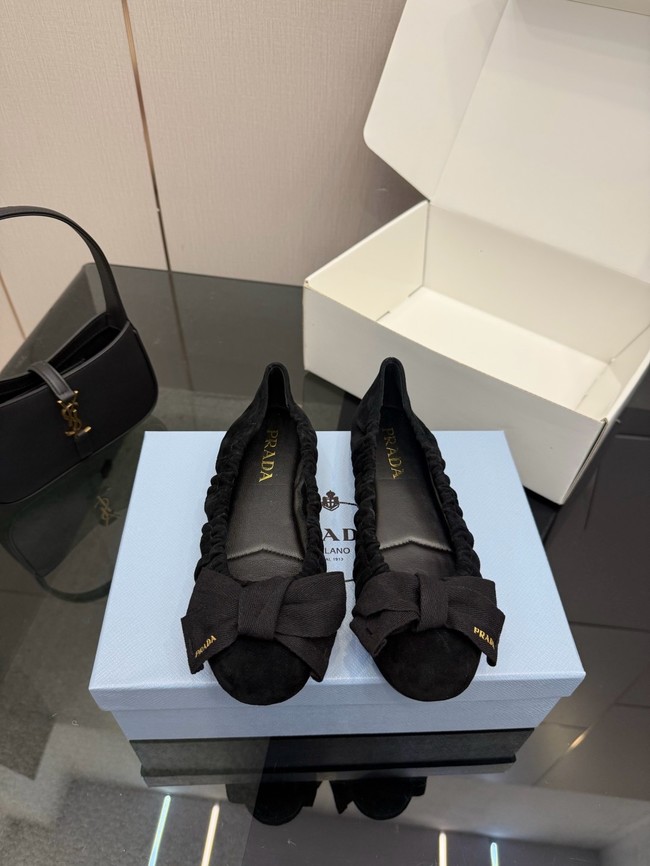 Prada Mordore nappa leather ballerinas with bow 55723-6