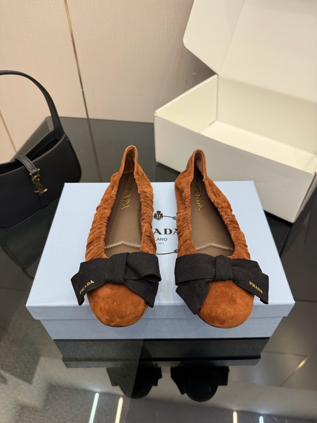 Prada Mordore nappa leather ballerinas with bow 55723-7