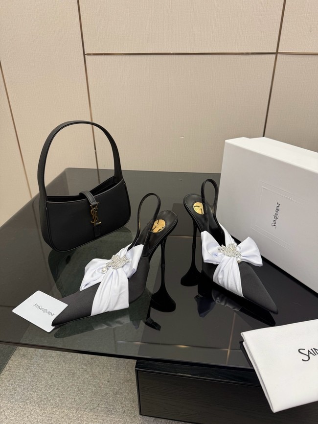 Saint Laurent AMALIA slingback pumps in satin crepe Heel 10.5CM 55726-13