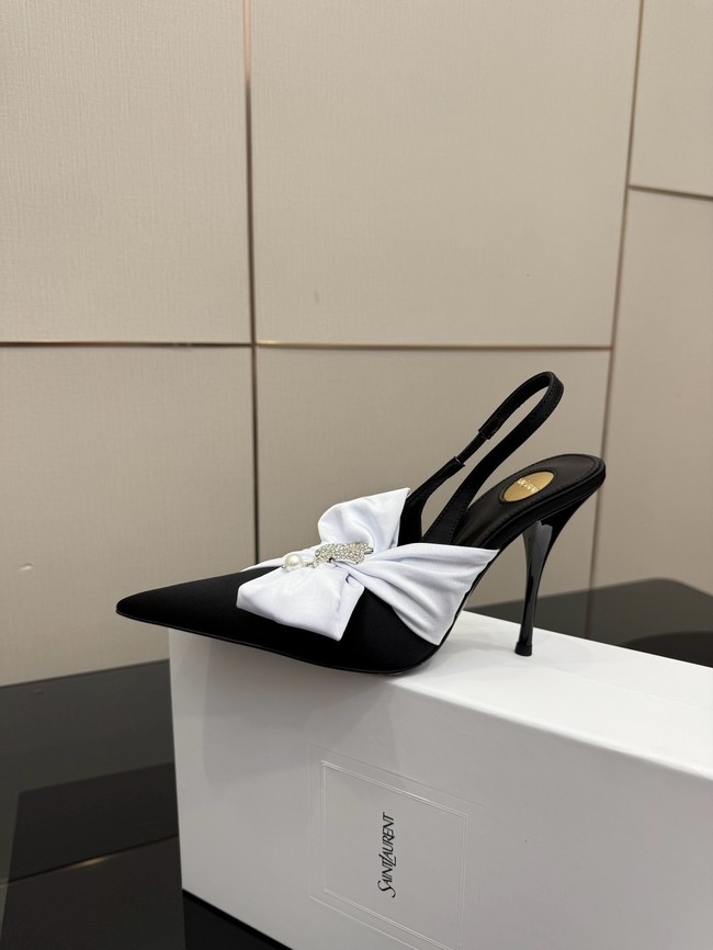 Saint Laurent AMALIA slingback pumps in satin crepe Heel 10.5CM 55726-13
