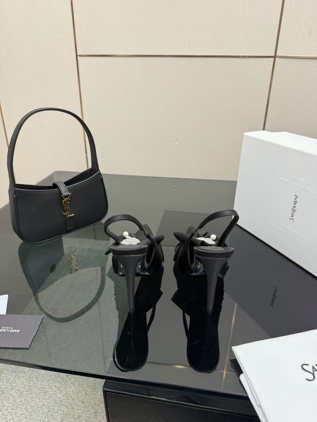 Saint Laurent AMALIA slingback pumps in satin crepe Heel 10.5CM 55726-7