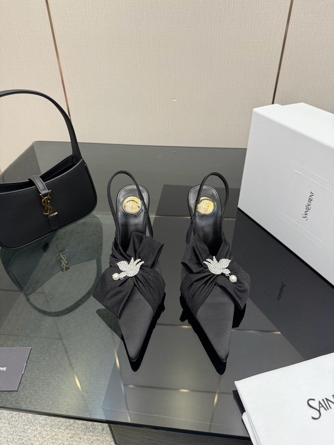 Saint Laurent AMALIA slingback pumps in satin crepe Heel 10.5CM 55726-7