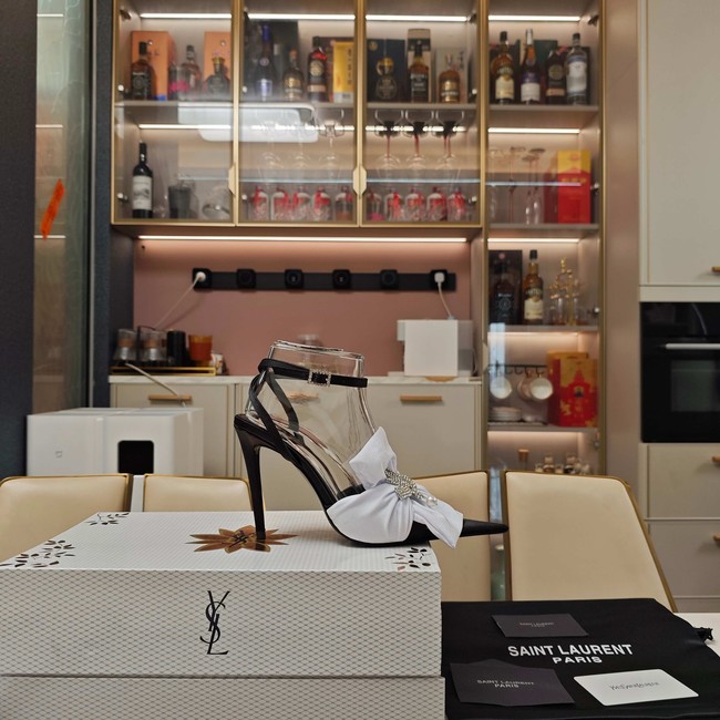 Saint Laurent AMALIA slingback pumps in satin crepe Heel 10.5CM 35964-10