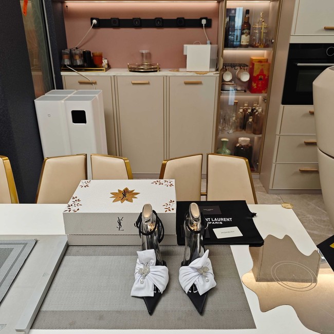 Saint Laurent AMALIA slingback pumps in satin crepe Heel 10.5CM 35964-10