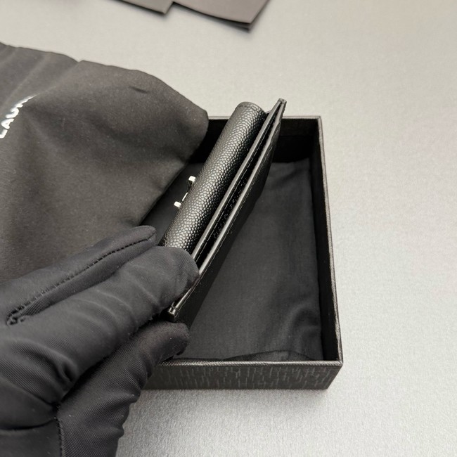 SAINT LAURENT UPTOWN FLAP CARD CASE IN GRAIN DE POUDRE LEATHER 612808-1