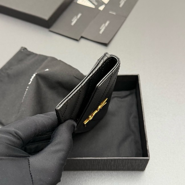 SAINT LAURENT UPTOWN FLAP CARD CASE IN GRAIN DE POUDRE LEATHER 612808-4