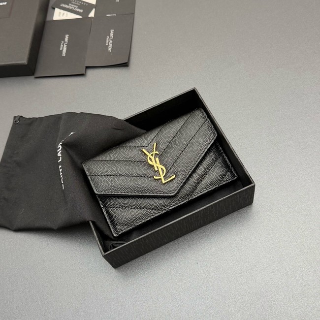 SAINT LAURENT UPTOWN FLAP CARD CASE IN GRAIN DE POUDRE LEATHER 612808-4