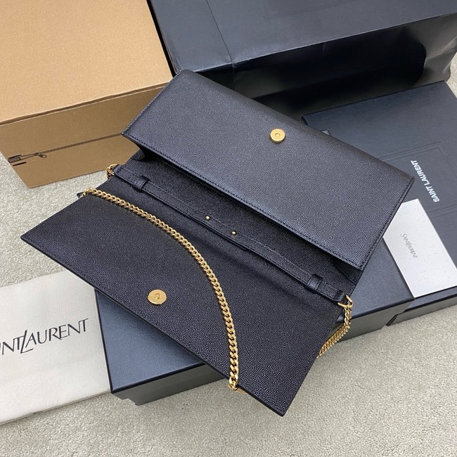 SAINT LAURENT KATE clutch in grain de poudre leather 851921 black