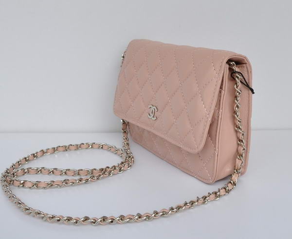 Chanel Lambskin Leather Flap Bag A33814 Pink Silver Chanel Lambskin Leather Flap Bag A33814 Pink Silver