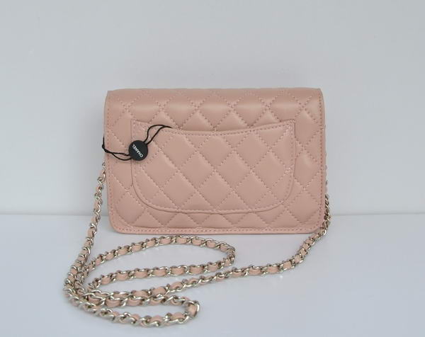 Chanel Lambskin Leather Flap Bag A33814 Pink Silver Chanel Lambskin Leather Flap Bag A33814 Pink Silver