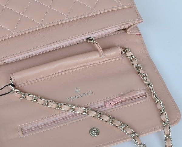 Chanel Lambskin Leather Flap Bag A33814 Pink Silver Chanel Lambskin Leather Flap Bag A33814 Pink Silver