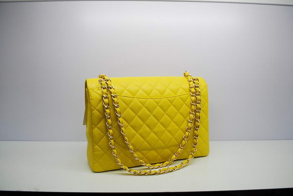 Chanel Maxi Double Flaps Bag A36098 Lemon Original Caviar Leather Gold Chanel Maxi Double Flaps Bag A36098 Lemon Original Caviar Leather Gold