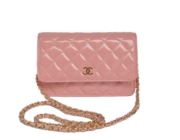 Chanel Patent Leather Flap Bag A33814 Pink Gold