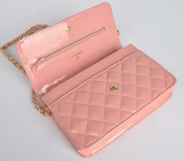 Chanel Patent Leather Flap Bag A33814 Pink Gold Chanel Patent Leather Flap Bag A33814 Pink Gold
