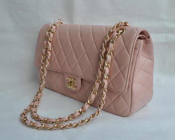 Chanel Classic 2.55 Series Pink Lambskin Golden Chain Quilted Flap Bag 1113 Chanel Classic 2.55 Series Pink Lambskin Golden Chain Quilted Flap Bag 1113