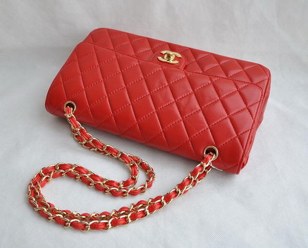 Chanel Classic 2.55 Series Red Lambskin Golden Chain Quilted Flap Bag 1113 Chanel Classic 2.55 Series Red Lambskin Golden Chain Quilted Flap Bag 1113