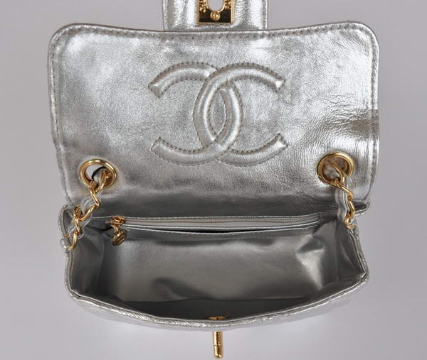 Cheap Chanel Classic mini Flap Bag 1115 Light Silver Sheepskin Golden Hardware Cheap Chanel Classic mini Flap Bag 1115 Light Silver Sheepskin Golden Hardware