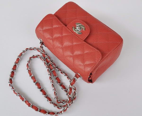Cheap Chanel Classic mini Flap Bag 1115 Red Leather Silver Hardware Cheap Chanel Classic mini Flap Bag 1115 Red Leather Silver Hardware