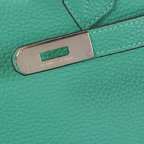 Hermes Birkin 35CM Tote Bags Togo Leather Green Silver