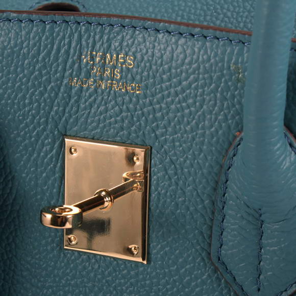 Hermes Birkin 35CM Smooth Leather Handbag 6089 Blue Golden Hermes Birkin 35CM Smooth Leather Handbag 6089 Blue Golden