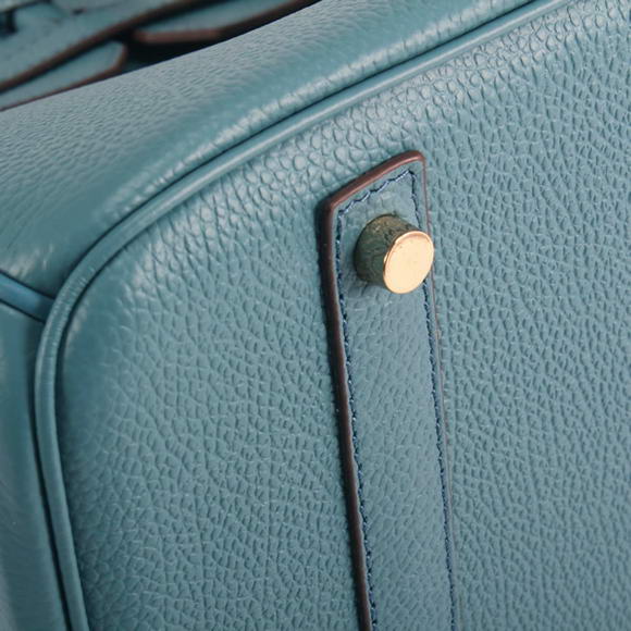 Hermes Birkin 35CM Smooth Leather Handbag 6089 Blue Golden Hermes Birkin 35CM Smooth Leather Handbag 6089 Blue Golden