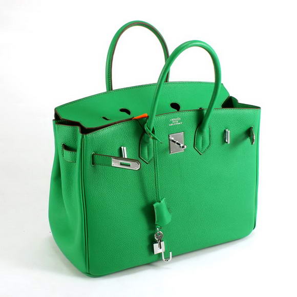 Hermes Birkin 35CM Smooth Leather Handbag 6089 Dark Green Silver Hermes Birkin 35CM Smooth Leather Handbag 6089 Dark Green Silver