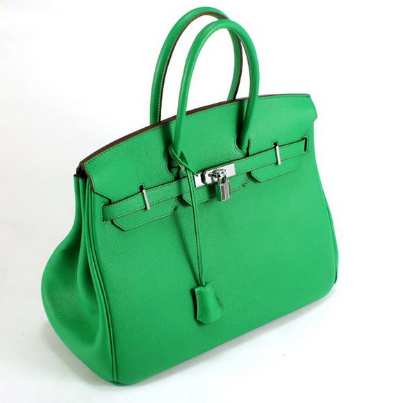 Hermes Birkin 35CM Smooth Leather Handbag 6089 Dark Green Silver Hermes Birkin 35CM Smooth Leather Handbag 6089 Dark Green Silver