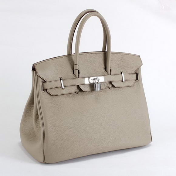 Hermes Birkin 35CM Togo Leather Handbag 6089 Light Grey Silver