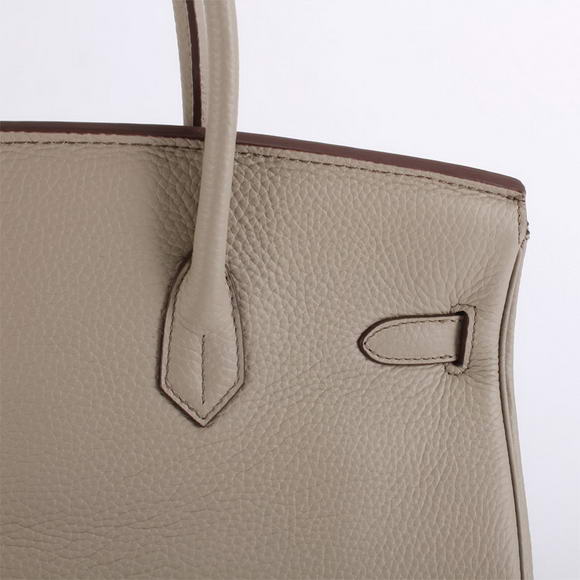 Hermes Birkin 35CM Togo Leather Handbag 6089 Light Grey Silver