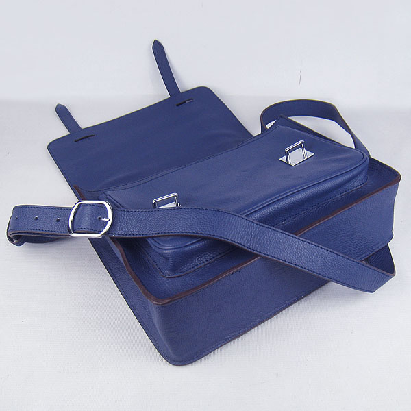 Hermes Jypsiere Togo Leather Messenger Bag Dark Blue Hermes Jypsiere Togo Leather Messenger Bag Dark Blue
