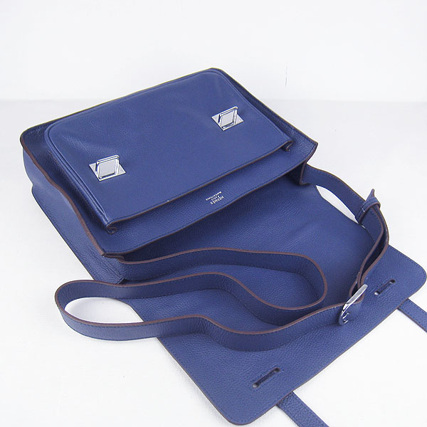 Hermes Jypsiere Togo Leather Messenger Bag Dark Blue Hermes Jypsiere Togo Leather Messenger Bag Dark Blue