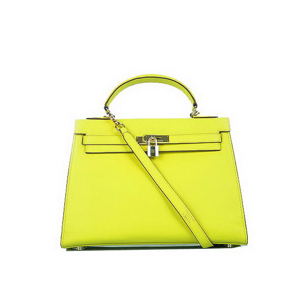 Hot Style Hermes Kelly 32cm Bags Yellow Calf Leather Gold
