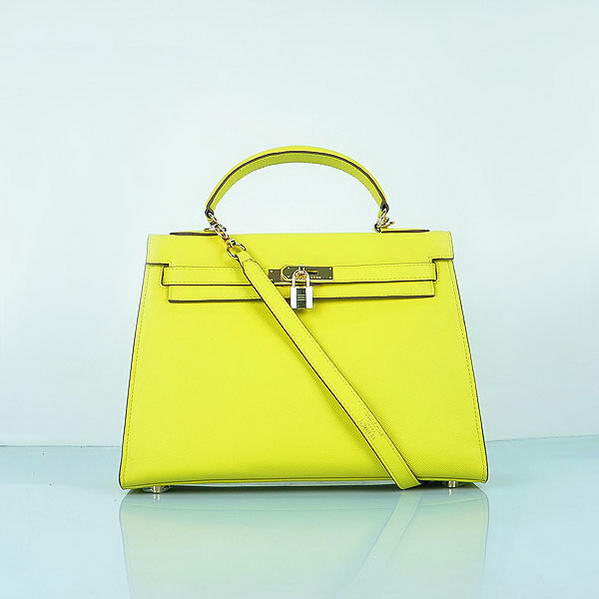Hot Style Hermes Kelly 32cm Bags Yellow Calf Leather Gold Hot Style Hermes Kelly 32cm Bags Yellow Calf Leather Gold