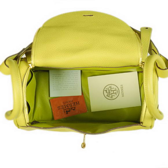 Hermes Lindy 30CM Havanne Handbags 1057 Lemon Leather Golden Hardware Hermes Lindy 30CM Havanne Handbags 1057 Lemon Leather Golden Hardware