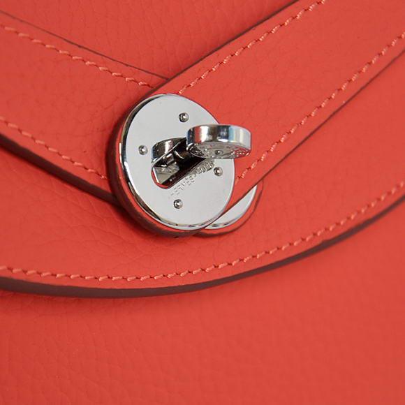 Hermes Lindy 30CM Havanne Handbags 1057 Light Red Leather Silver Hardware