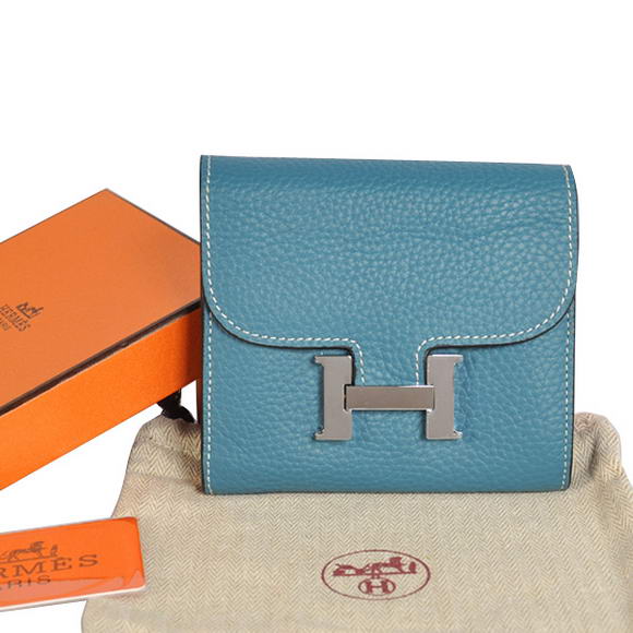 Hermes Constance Togo Leather Wallets A608 Blue