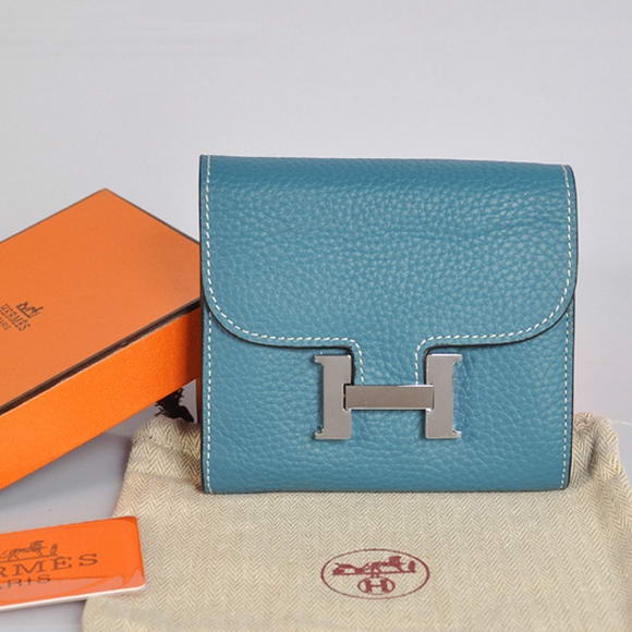 Hermes Constance Togo Leather Wallets A608 Blue Hermes Constance Togo Leather Wallets A608 Blue