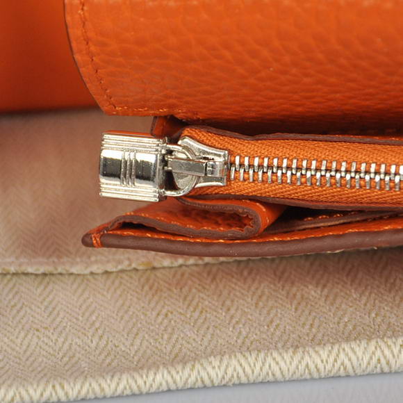 Hermes Kelly Wallet Togo Leather Bi-Fold Purse A708 Orange Hermes Kelly Wallet Togo Leather Bi-Fold Purse A708 Orange