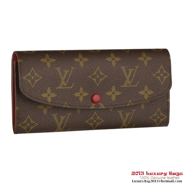 Louis Vuitton M60136 Monogram Canvas Emilie Wallet Rouge