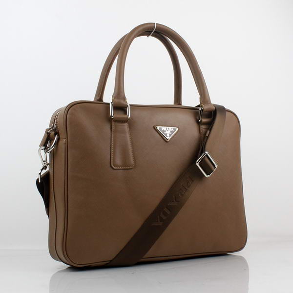 Prada BL0791 Saffiano Calf Leather Top Handle Bag Brown Prada BL0791 Saffiano Calf Leather Top Handle Bag Brown