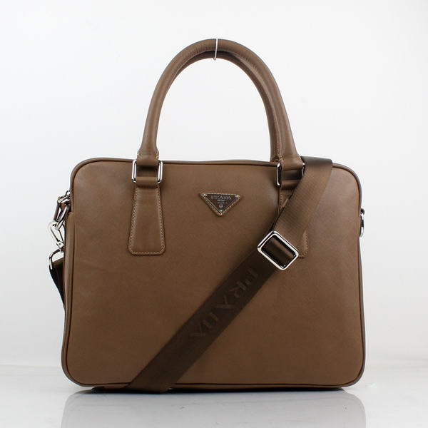 Prada BL0791 Saffiano Calf Leather Top Handle Bag Brown Prada BL0791 Saffiano Calf Leather Top Handle Bag Brown