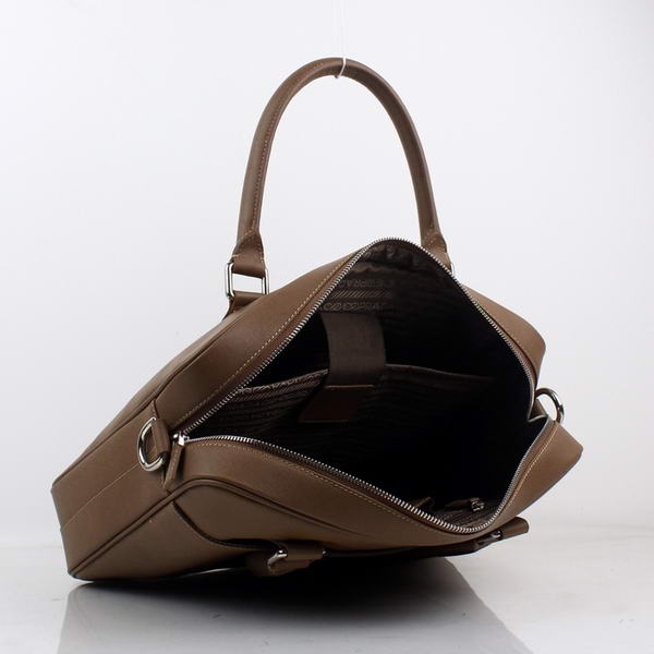 Prada BL0791 Saffiano Calf Leather Top Handle Bag Brown Prada BL0791 Saffiano Calf Leather Top Handle Bag Brown